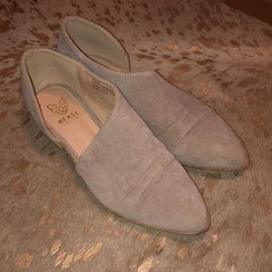 Taupe Suede Side-Slit Flats